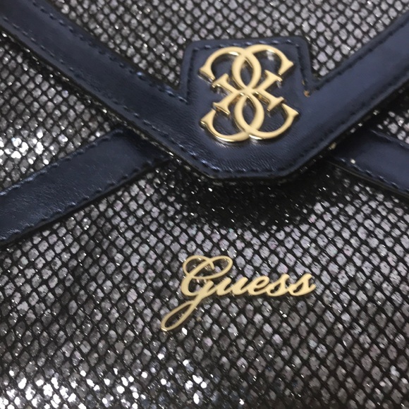 GUESS 7”X10” BLUE SPARKLE ENVELOPE CLUTCH PURSE NW - Picture 3 of 8